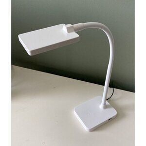 White MaxLite Slim LED Desk Lamp With USB Port Adjustable Neck 4W 120V 225 Lumen